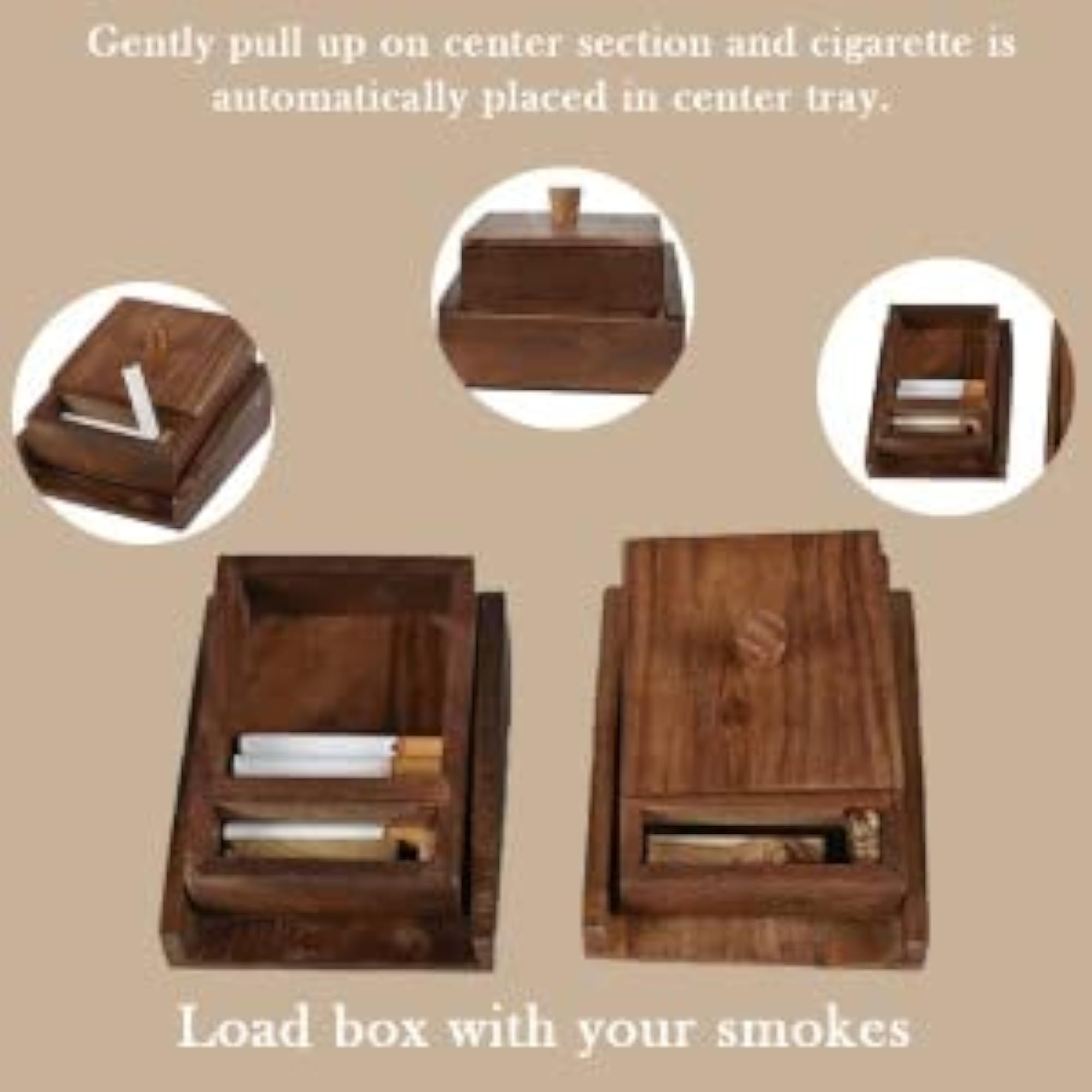 Automatic Slim Cigarette Box, Wooden Dispenser